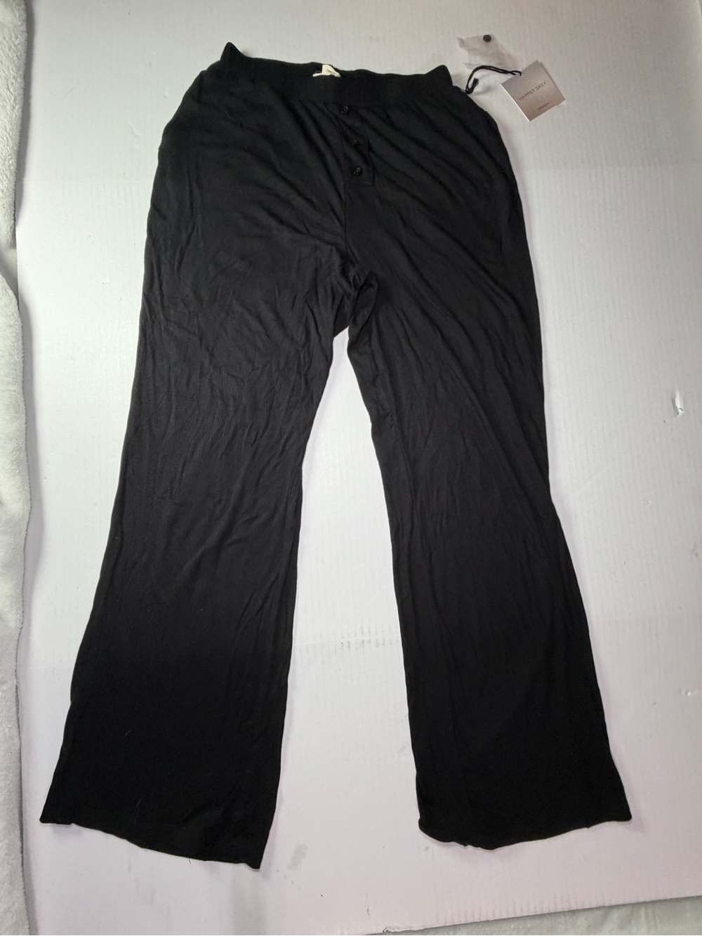 Women’s Black Lounge Track modal Pants with Button Detail